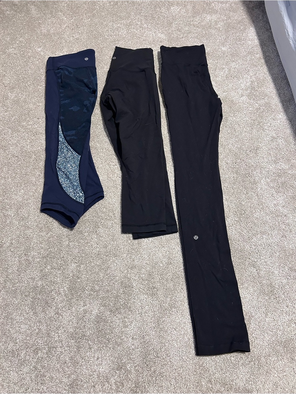 Lululemon Leggings Bundle 3-Piece Black Navy Yoga Gym Activewear Stretchy Lounge